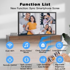 21.5-Inch Dual-WiFi Extra Large Digital Picture Frame - 32GB Digital Photo Frame FHD IPS Panel, Wall Mountable, Share Photos Videos via App Email, Sync Smartphone Screen, Suit for Home Decorations