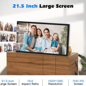 21.5-Inch Dual-WiFi Extra Large Digital Picture Frame - 32GB Digital Photo Frame FHD IPS Panel, Wall Mountable, Share Photos Videos via App Email, Sync Smartphone Screen, Suit for Home Decorations