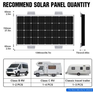 ECO-WORTHY 160Watt to 280Watt Expandable 12 Volt RV Solar Panel Extend and Retract Solar Array,with Solar Panel mounting Brackets for Battery Charging on Van, Motorhome and Trailer