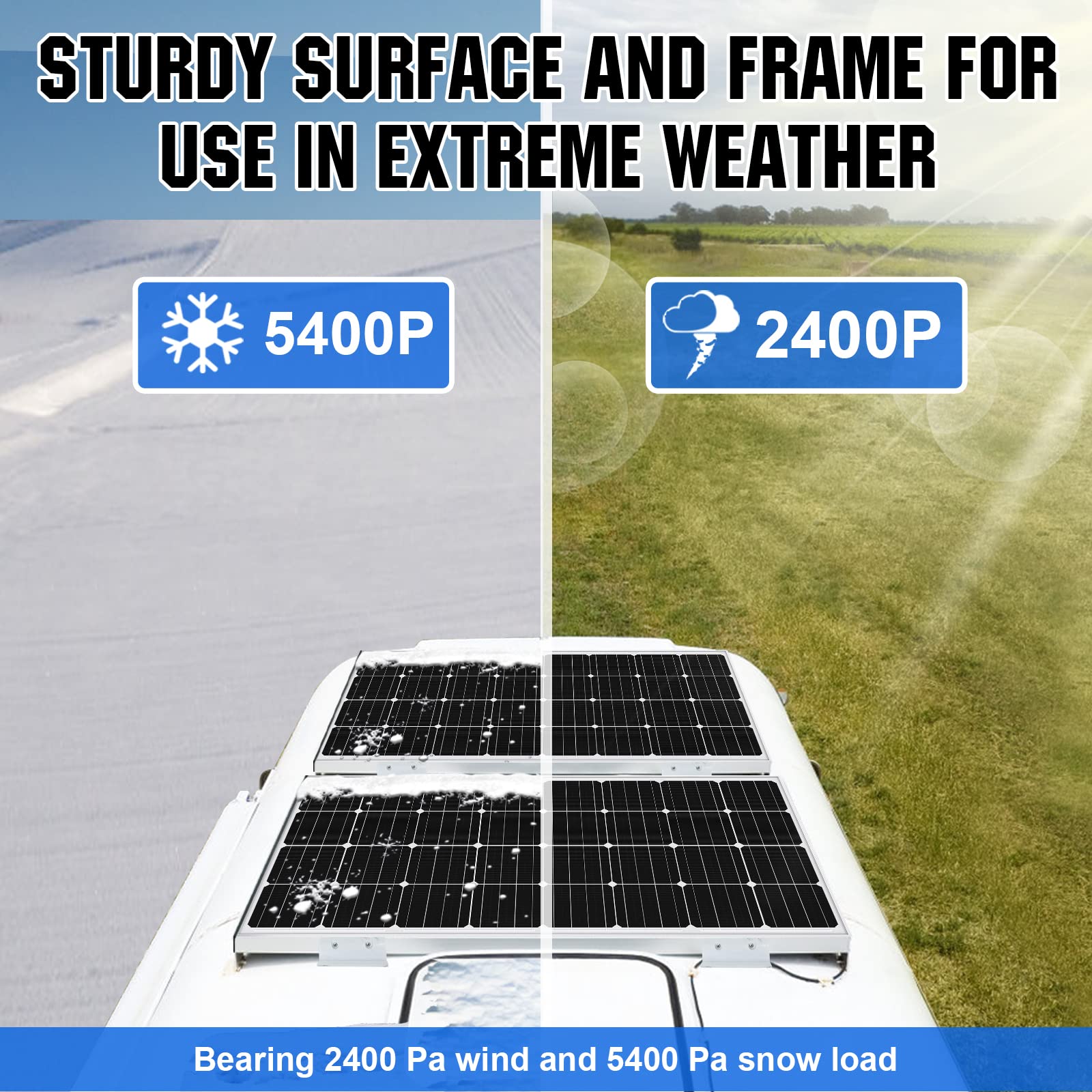 ECO-WORTHY 160Watt to 280Watt Expandable 12 Volt RV Solar Panel Extend and Retract Solar Array,with Solar Panel mounting Brackets for Battery Charging on Van, Motorhome and Trailer