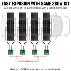 ECO-WORTHY 160Watt to 280Watt Expandable 12 Volt RV Solar Panel Extend and Retract Solar Array,with Solar Panel mounting Brackets for Battery Charging on Van, Motorhome and Trailer