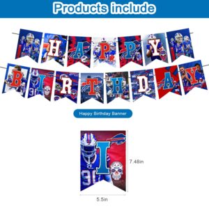 Bills Birthday Party Decorations,Buffalo Party Supplies,Buffalo Football Supplies Includes Happy Birthday Banner, Balloons, Cupcake Toppers, Cake Topper for Boys And Girls