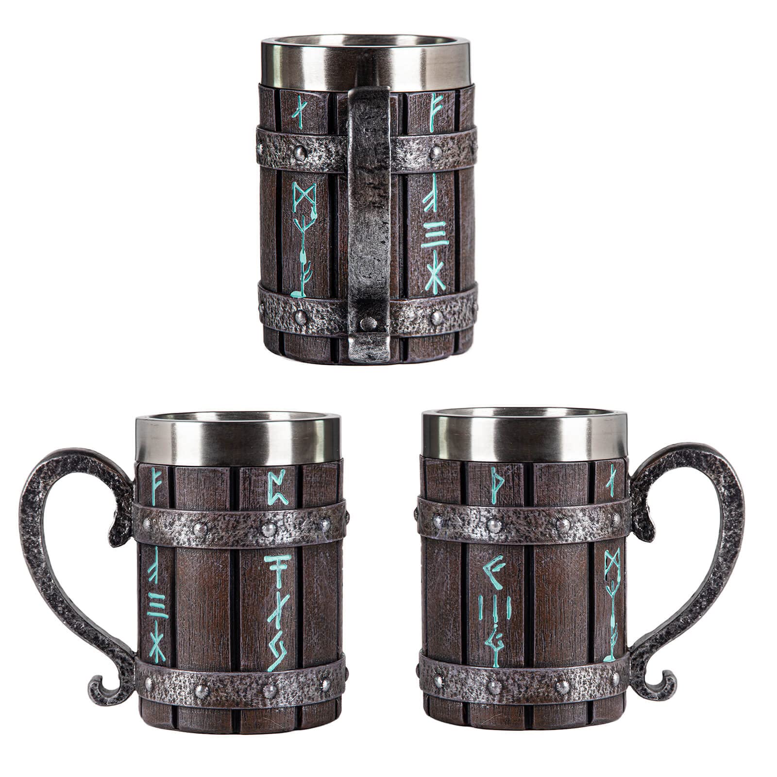 Nordic Viking Rune Mug Beer Tankard Cup for Men, Stainless Steel Coffee Mugs Viking Gifts Norse Décor Beer Stein, 20oz