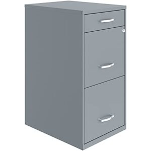 urbanpro 18" 3-drawer metal file cabinet with pencil drawer in gray