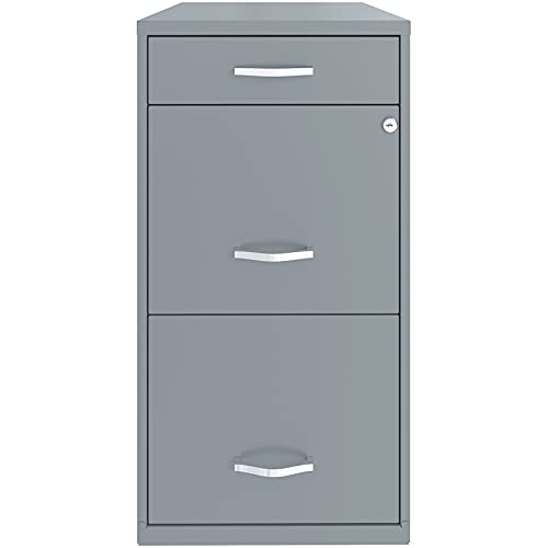 UrbanPro 18" 3-Drawer Metal File Cabinet with Pencil Drawer in Gray