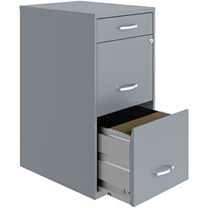 UrbanPro 18" 3-Drawer Metal File Cabinet with Pencil Drawer in Gray