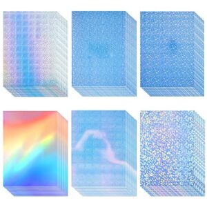 72 sheets holographic sticker paper with gem star a4 size printable holographic laminate sheets vinyl star sticker paper self adhesive waterproof for ink jet laser printer, 8.27" x 11.7"