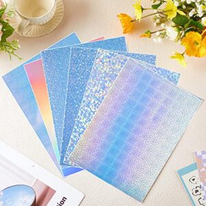 72 Sheets Holographic Sticker Paper with Gem Star A4 Size Printable Holographic Laminate Sheets Vinyl Star Sticker Paper Self Adhesive Waterproof for Ink Jet Laser Printer, 8.27" x 11.7"