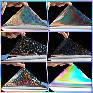 72 Sheets Holographic Sticker Paper with Gem Star A4 Size Printable Holographic Laminate Sheets Vinyl Star Sticker Paper Self Adhesive Waterproof for Ink Jet Laser Printer, 8.27" x 11.7"