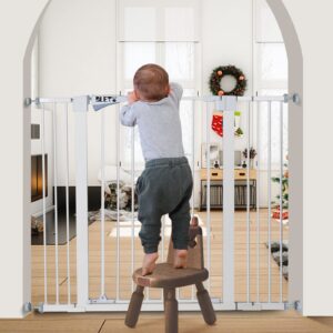 blety 36" extra tall baby gate for stairs 29.7"-46" with auto close door, safety dog gate with 2-way door for stairs and doorways, extra wide baby gates for doorways no drill wall protected pet gate