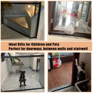 Mesh Gates for Kids or Pets, Magic Pet Gate for The House, Portable Baby Puppy Safety Fence Guard for Stairs and Doorways, Easy Install Anywhere, 43" W x 30" H, 8 Hooks