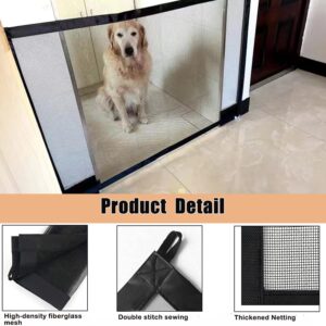 Mesh Gates for Kids or Pets, Magic Pet Gate for The House, Portable Baby Puppy Safety Fence Guard for Stairs and Doorways, Easy Install Anywhere, 43" W x 30" H, 8 Hooks