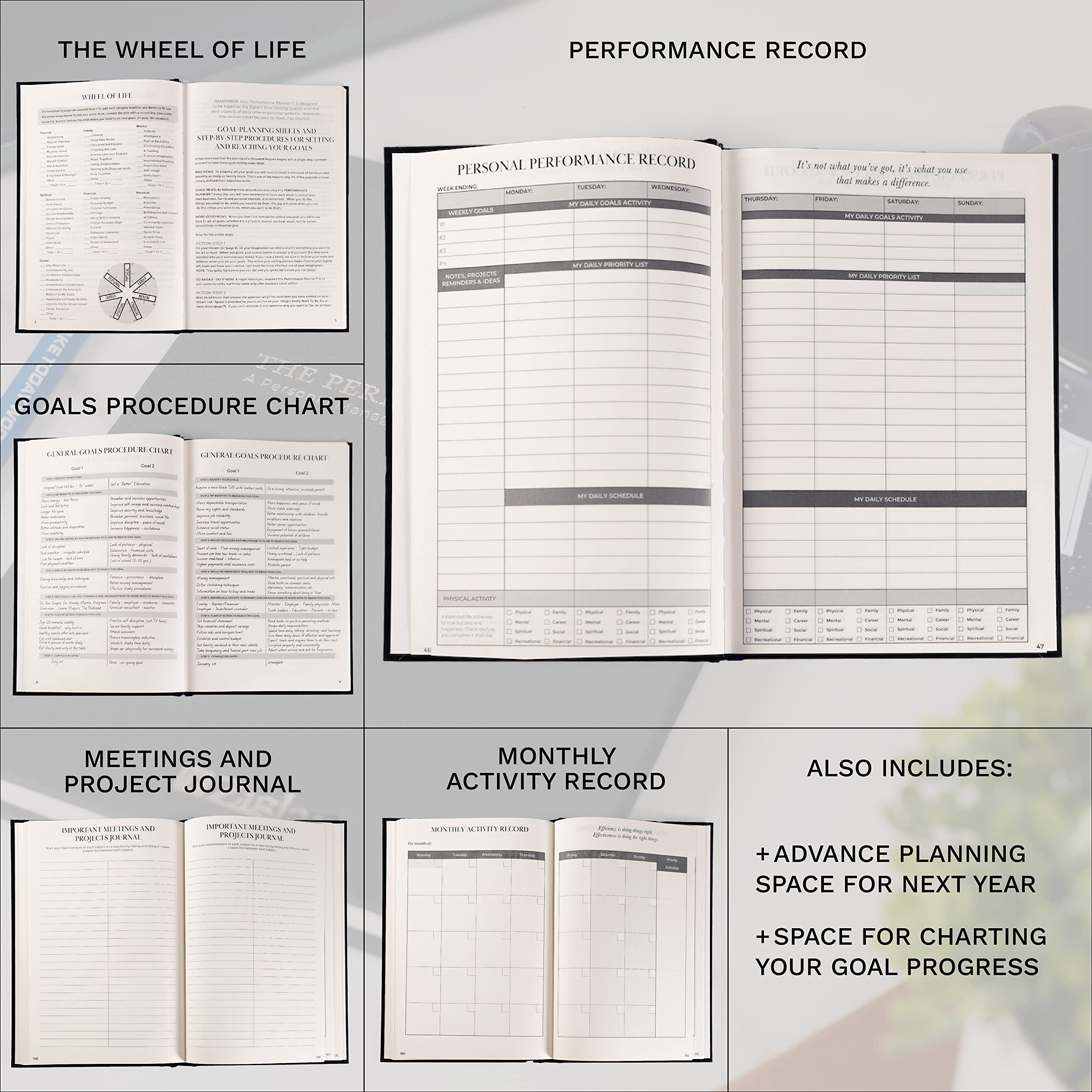 The Performance Planner | Linen Edition | By Zig Ziglar | 6x9 inch Hardcover Daily Planner Journal and For Daily Weekly Monthly and Yearly Goal Setting And Achieving