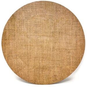gift boutique 24 disposable burlap round charger plates 13" rustic burlap print dinner serving tray paper cardboard platter for table place setting wedding decoration