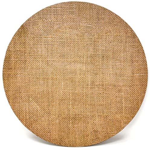 Gift Boutique 24 Disposable Burlap Round Charger Plates 13" Rustic Burlap Print Dinner Serving Tray Paper Cardboard Platter for Table Place Setting Wedding Decoration