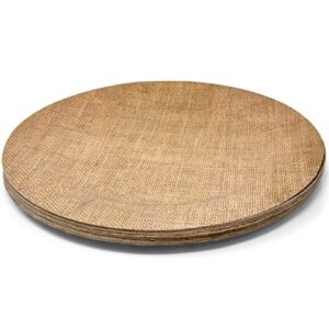 Gift Boutique 24 Disposable Burlap Round Charger Plates 13" Rustic Burlap Print Dinner Serving Tray Paper Cardboard Platter for Table Place Setting Wedding Decoration