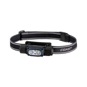 coast wph30r 1000 lumen waterproof ultra bright ip68 usb rechargeable-dual power headlamp, 5 modes with spot and flood beams, blue/black