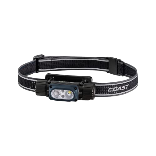 Coast WPH30R 1000 Lumen Waterproof Ultra Bright IP68 USB Rechargeable-Dual Power Headlamp, 5 Modes with Spot and Flood Beams, Blue/Black