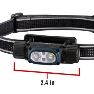 Coast WPH30R 1000 Lumen Waterproof Ultra Bright IP68 USB Rechargeable-Dual Power Headlamp, 5 Modes with Spot and Flood Beams, Blue/Black