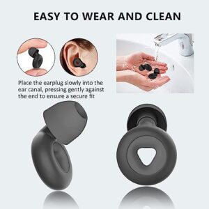 Ear Plugs for Noise Cancelling Ear Protection EarPlugs for Sleep, Concerts, Work, Study, 6 Size Eartips with Small Box,Perfect -30dB Silicone Earplugs for Noise Reduction Black