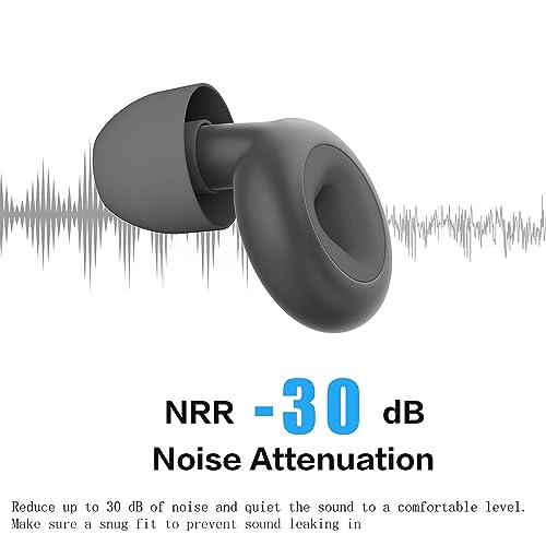 Ear Plugs for Noise Cancelling Ear Protection EarPlugs for Sleep, Concerts, Work, Study, 6 Size Eartips with Small Box,Perfect -30dB Silicone Earplugs for Noise Reduction Black