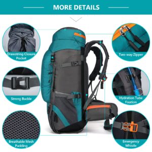 Unineovo 50L/60L/65L Waterproof Hiking Camping Backpack with Rain Cover, Lightweight Outdoor Sport Travel Daypack