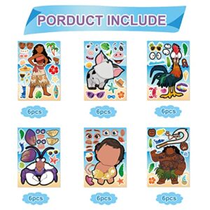 36Pcs Make Your Own Moana Stickers Sheet, Moana Birthday Party Favors for Moana Birthday Party Supplies