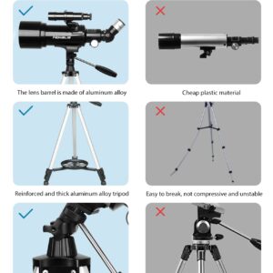 Telescope for Kids & Adults Beginner Astronomers - 70mm Aperture 500mm Fully Multi-Coated High Transmission Coatings with AZ Mount Tripod Phone Adapter, Carrying Bag, Wireless Control