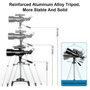 Telescope for Kids & Adults Beginner Astronomers - 70mm Aperture 500mm Fully Multi-Coated High Transmission Coatings with AZ Mount Tripod Phone Adapter, Carrying Bag, Wireless Control