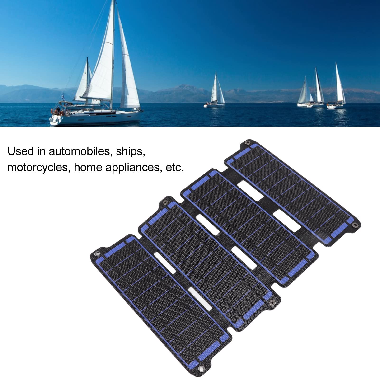 Diydeg Portable Solar Panel, 14W Monocrystalline Solar Charger Foldable Solar Panel with 5V USB Port Without Power Storage Function for Cell Phone, Laptop, Tablet for Camping, Hiking (Blue)