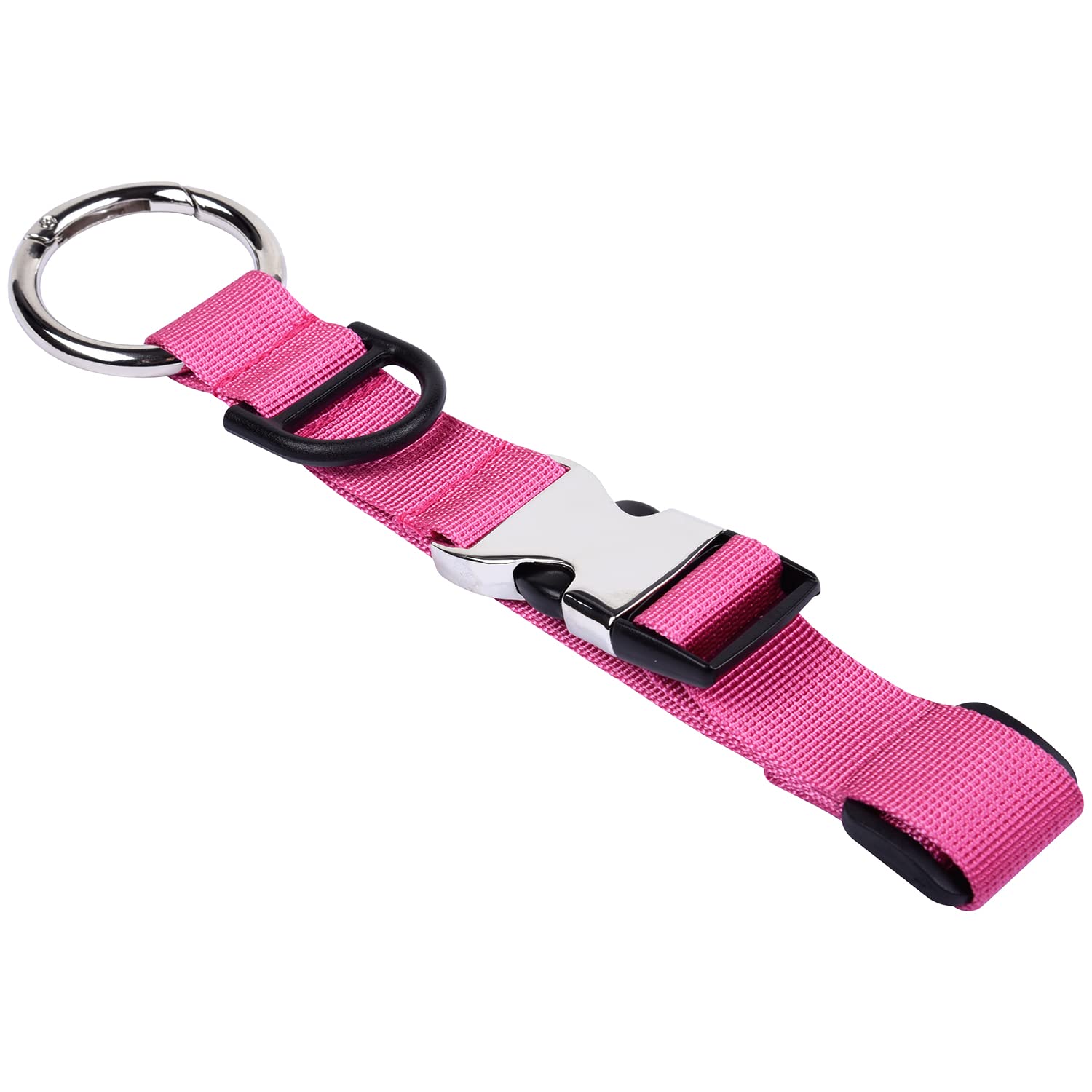 Wisdompro Add a Bag Luggage Strap Jacket Gripper, Luggage Straps Baggage Suitcase Belts Travel Accessories with D-Ring - Make Your Hands Free, Easy to Carry Your Extra Bags - Hot Pink