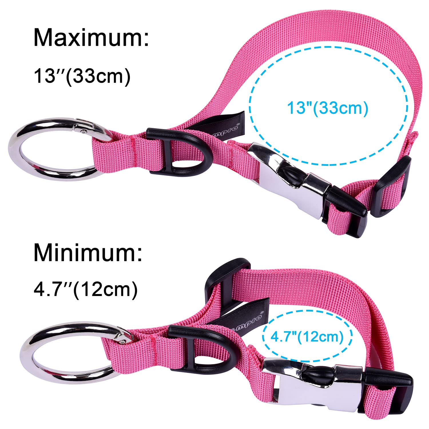 Wisdompro Add a Bag Luggage Strap Jacket Gripper, Luggage Straps Baggage Suitcase Belts Travel Accessories with D-Ring - Make Your Hands Free, Easy to Carry Your Extra Bags - Hot Pink