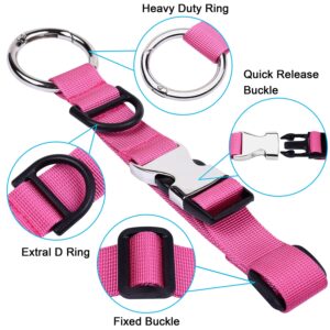 Wisdompro Add a Bag Luggage Strap Jacket Gripper, Luggage Straps Baggage Suitcase Belts Travel Accessories with D-Ring - Make Your Hands Free, Easy to Carry Your Extra Bags - Hot Pink