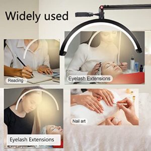 CJSGY Led Half Moon Light for Lashes, Tattoo Lamp, Estheticians Light, Desk Lamp, Swing Arm Light, Lash Lamp,Black