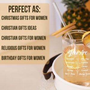 HEXMOZ Christian Gifts for Women - Religious Gifts, Christian Mothers Day Gifts for Women, Friend, Ladies, Sister, Church - Inspirational, Birthday, Spiritual, Catholic, Jesus, Bible Gifts - Glass Cup