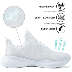 Ablanczoom Sneakers for Women Tennis Shoes Casual Comfortable Slip On Sneakers Women Walking Shoes Non Slip Lace Up Women Footwear White