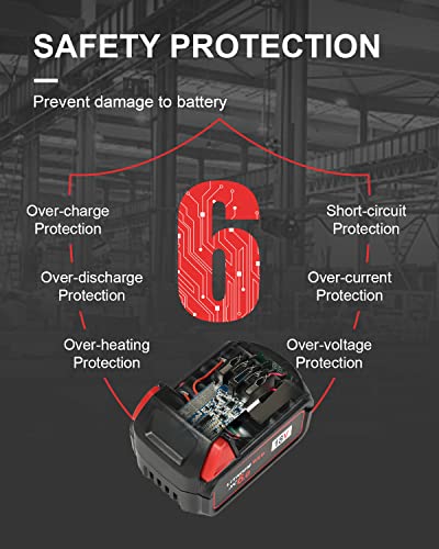 Amityke 2Packs Replacement for Milwaukee M18 Battery 6.0Ah 48-11-1860 48-11-1850 Compatible with Milwaukee M18 18V Battery Series Chargers and Tools