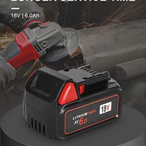 Amityke 2Packs Replacement for Milwaukee M18 Battery 6.0Ah 48-11-1860 48-11-1850 Compatible with Milwaukee M18 18V Battery Series Chargers and Tools