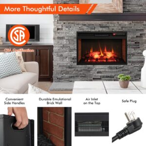 Tangkula 26 Inch 1400W Electric Fireplace Insert, 4777 BTU Recessed Freestanding Fireplace Heater with Remote Control, 3-Level Flame Effect, Overheat Protection (Black)