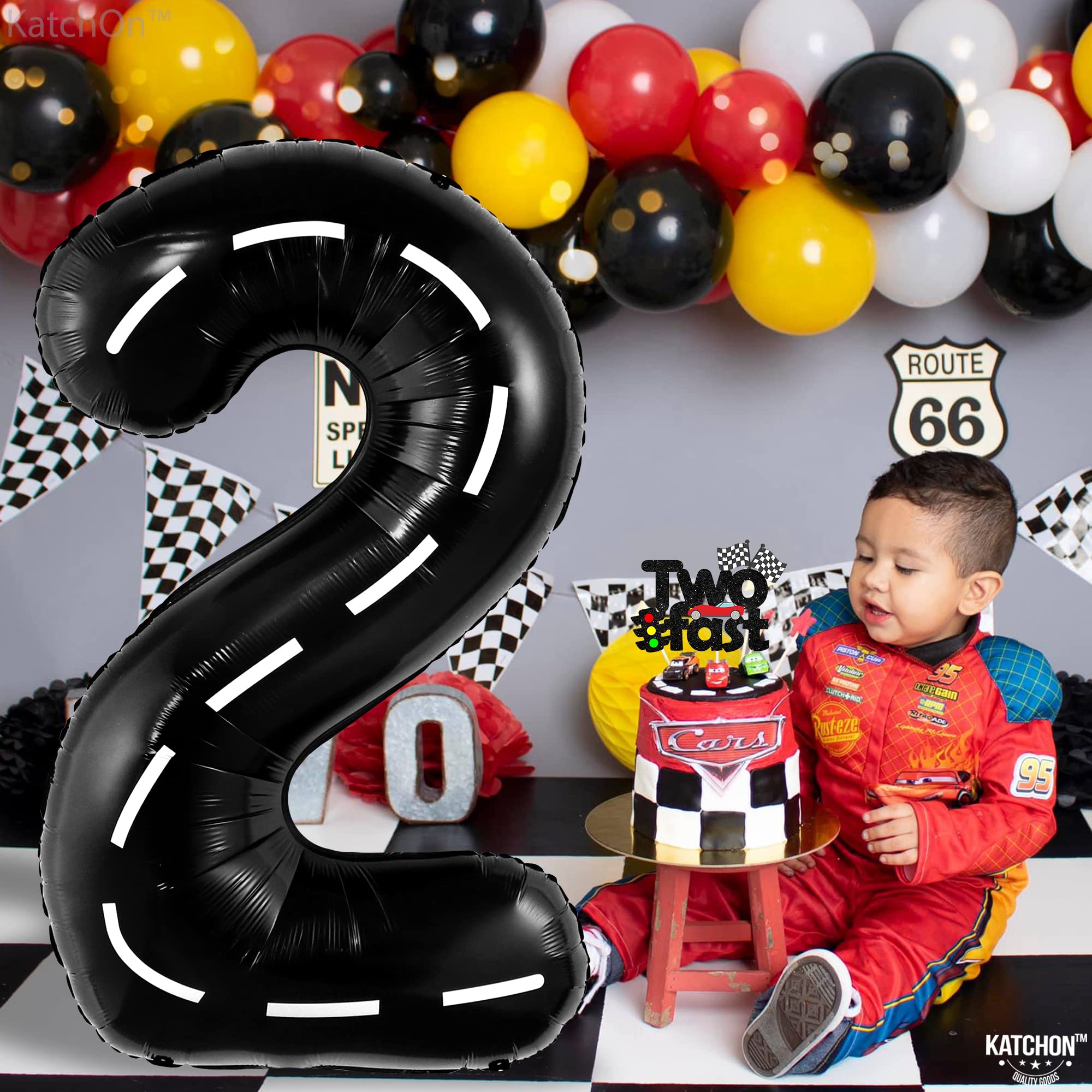 KatchOn, Giant Two Fast Balloons - 40 Inch | Number 2 Balloon, Two Fast Birthday Decorations | Two Fast Party Decorations, 2 Fast Birthday Decorations | Two Fast Two Curious Birthday Decorations Boy