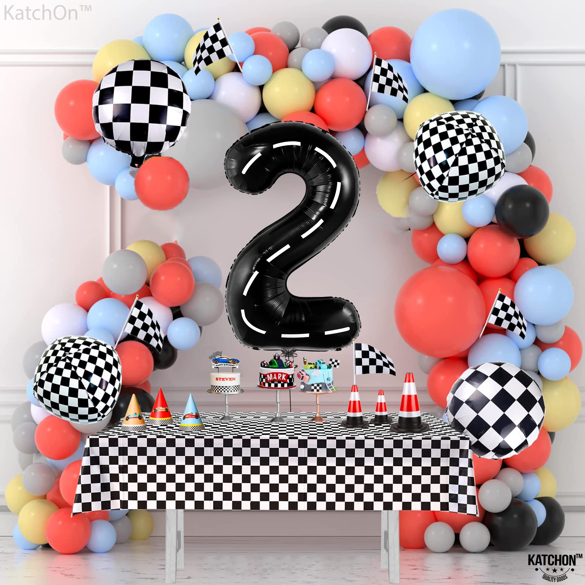 KatchOn, Giant Two Fast Balloons - 40 Inch | Number 2 Balloon, Two Fast Birthday Decorations | Two Fast Party Decorations, 2 Fast Birthday Decorations | Two Fast Two Curious Birthday Decorations Boy