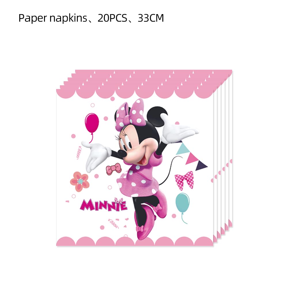 ChezMax 41pcs Minnie Mickey Mouse Party Supplies 20 Plates + 20 Napkin + 1Tablecloth Minnie Mickey Mouse Birthday Party Decorations, for Girl and Boy (41pcs)