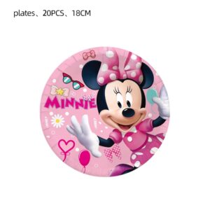 ChezMax 41pcs Minnie Mickey Mouse Party Supplies 20 Plates + 20 Napkin + 1Tablecloth Minnie Mickey Mouse Birthday Party Decorations, for Girl and Boy (41pcs)