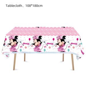 ChezMax 41pcs Minnie Mickey Mouse Party Supplies 20 Plates + 20 Napkin + 1Tablecloth Minnie Mickey Mouse Birthday Party Decorations, for Girl and Boy (41pcs)