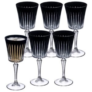 barski european colored wine glasses - set of 6 wine goblets for red wine or white wine - elegant colored glassware water goblets - gift ready colored stemware, colorful wine glasses, 10 oz, black