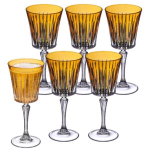 barski european colored wine glasses - set of 6 wine goblets for red wine or white wine - elegant colored glassware water goblets - gift ready colored stemware, colorful wine glasses, 10 oz, amber