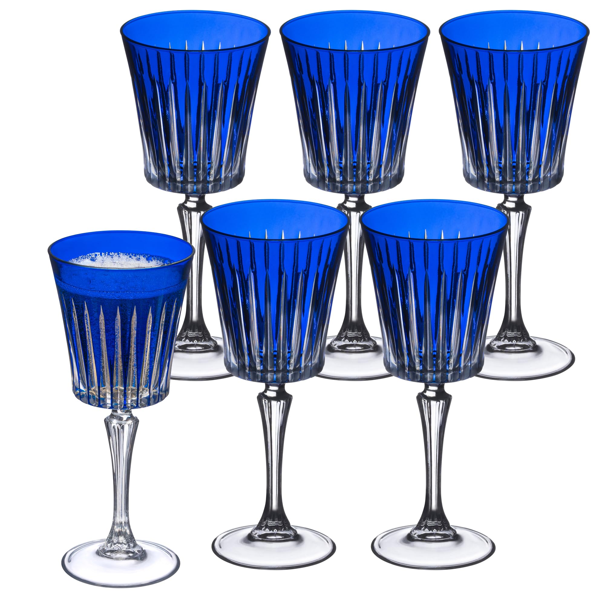 Barski European Colored Wine Glasses - Set of 6 Wine Goblets for Red Wine or White Wine - Elegant Colored Glassware Water Goblets - Gift Ready Colored Stemware, Colorful Glasses, 10 oz, Cobalt (Blue)