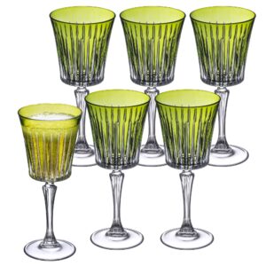 barski european colored wine glasses - set of 6 wine goblets for red wine or white wine - elegant colored glassware water goblets - gift ready colored stemware, colorful wine glasses, 10 oz, green