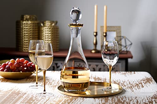 Barski Goblet - Red Wine Glass - Crystal Glass - Water Glass - Shiny Gold Stem - Stemmed Glasses - Set of 6 Goblets - 18 oz Made in Europe