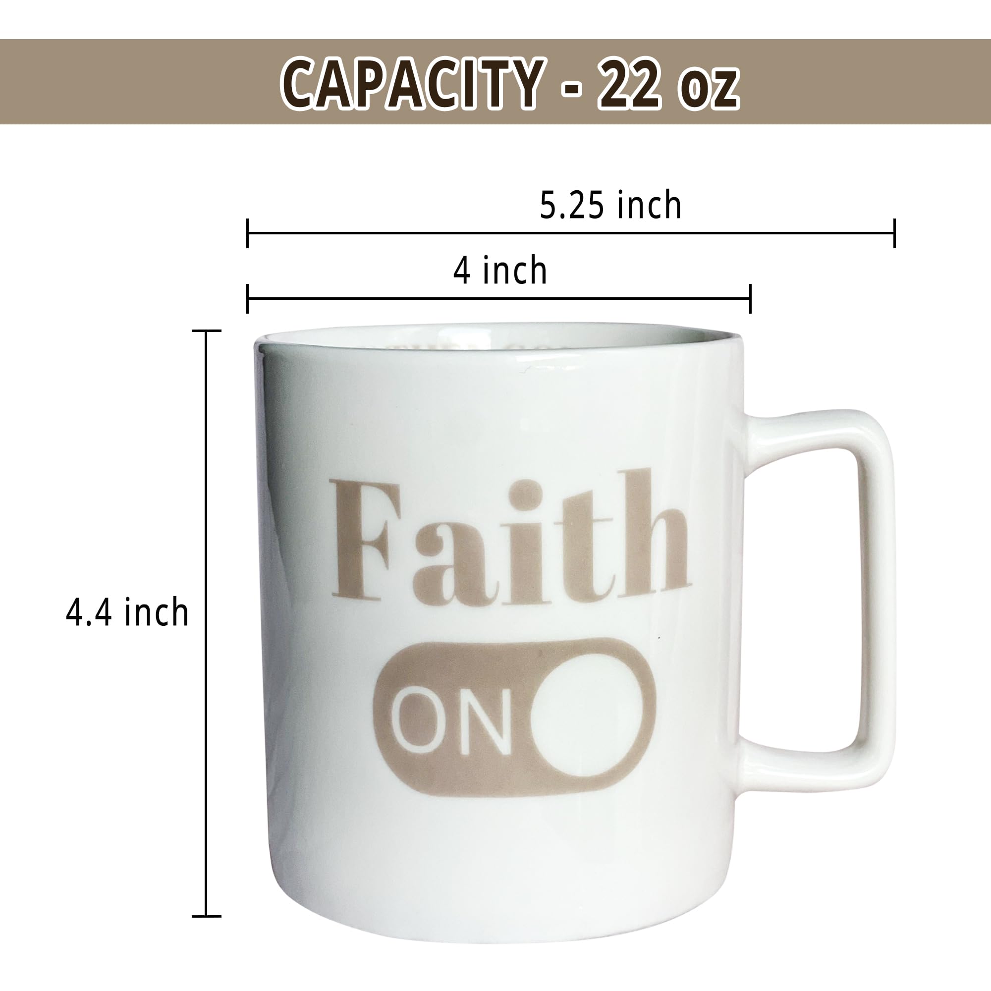 PRAY THEN COFFEE 22 oz Oversized Coffee Mug With Mark 11:24 Bible Verse - Extra Large Coffee Mug Perfect for Gifts - Great for Tea, Cappuccino, Latte, and Macchiato